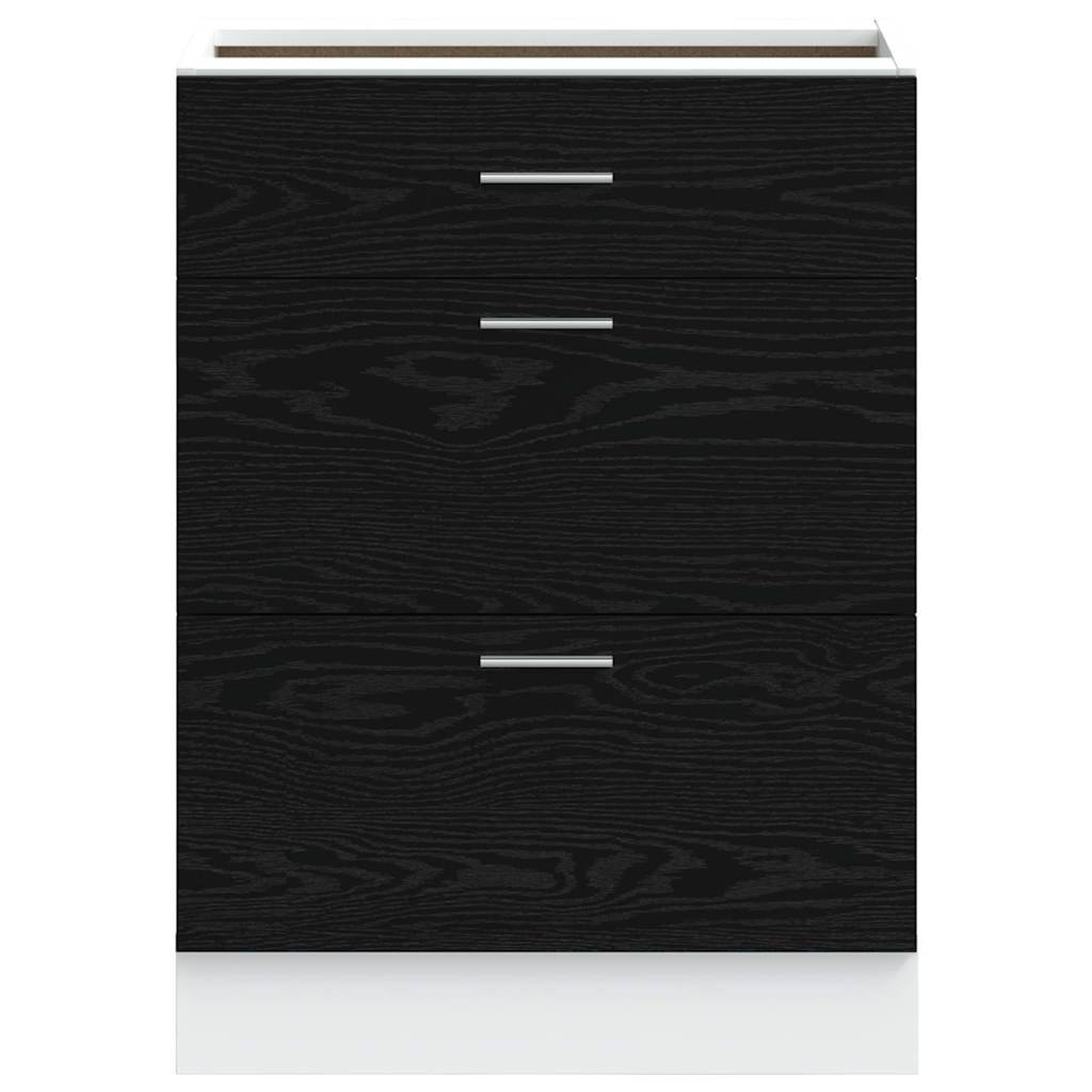 Vidaxl Kitchen Base Cabinet Riga Black Oak 60 X 46 X 81.5 Cm Black Oak 81.5cm H x 60cm W x 46cm D